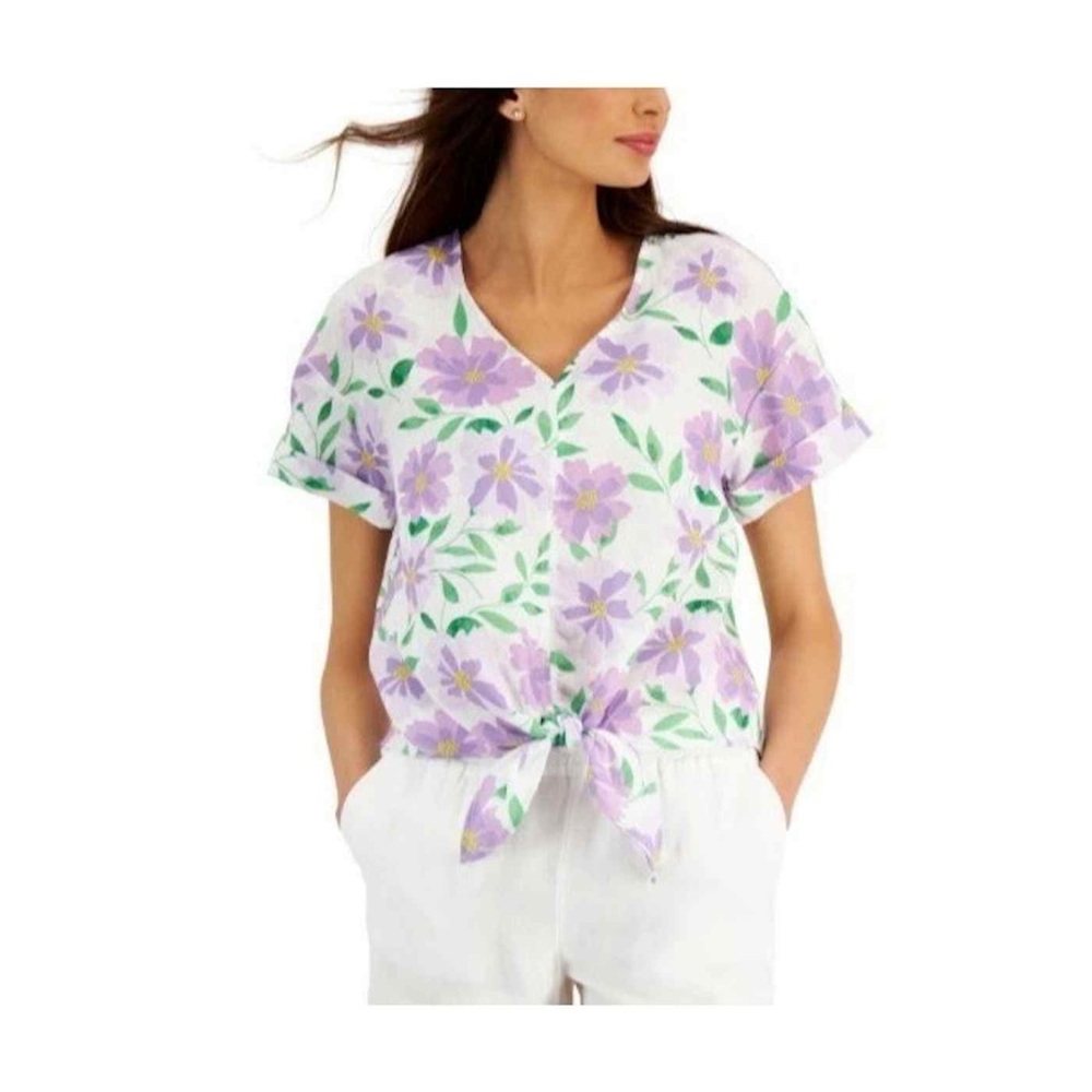 Charter Club Tie Front Linen Top
Size L. Floral print. Used once. Like New.